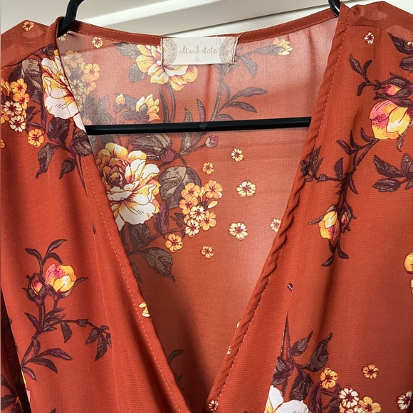 Dark orange floral Alter’d State minidress. Size Large. Worn a few times. - Picture 3 of 5